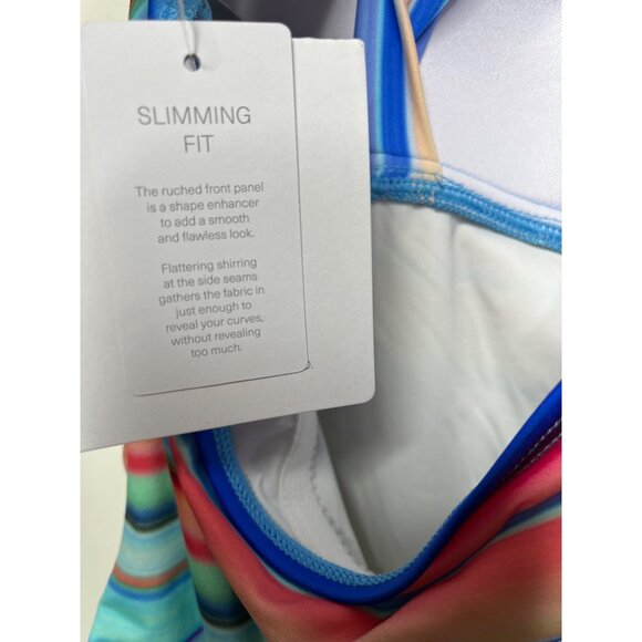 La Blanca Slimming Halter Tankini Top Women’s Size 2 Blue Red Striped - Picture 10 of 13